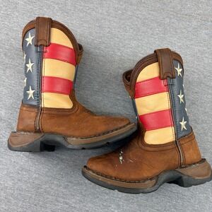 Lil Durango Kids Western Boots Brown Union Flag USA Stars Stripes DBT0159 8.5M